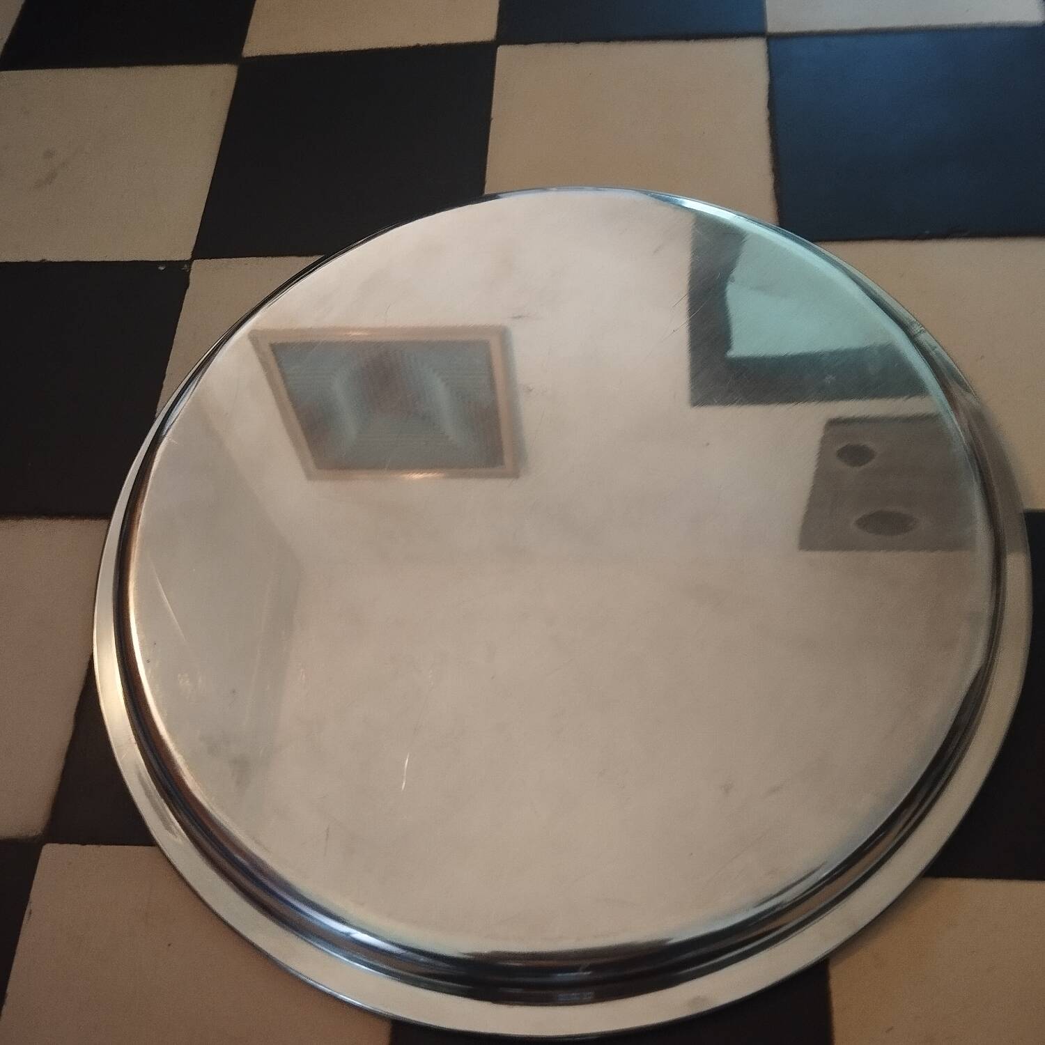 50s silver metal tray