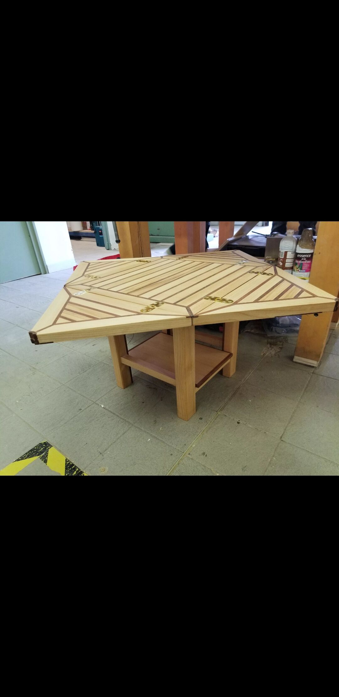 Wind rose coffee table that opens