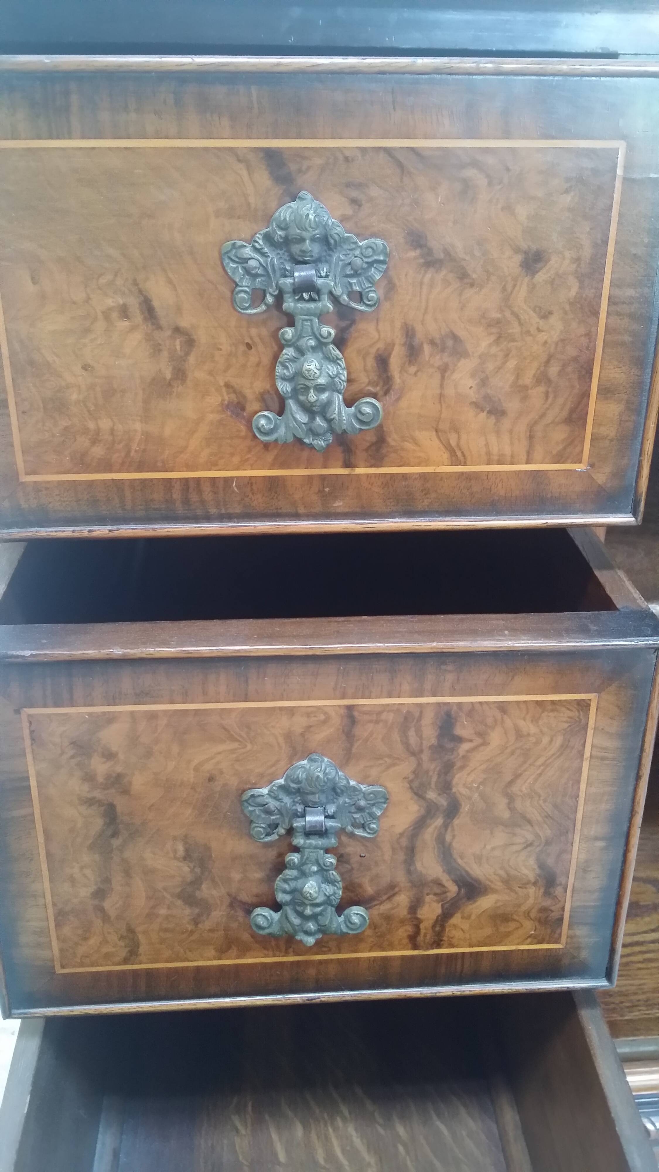 English burl walnut cabinet
