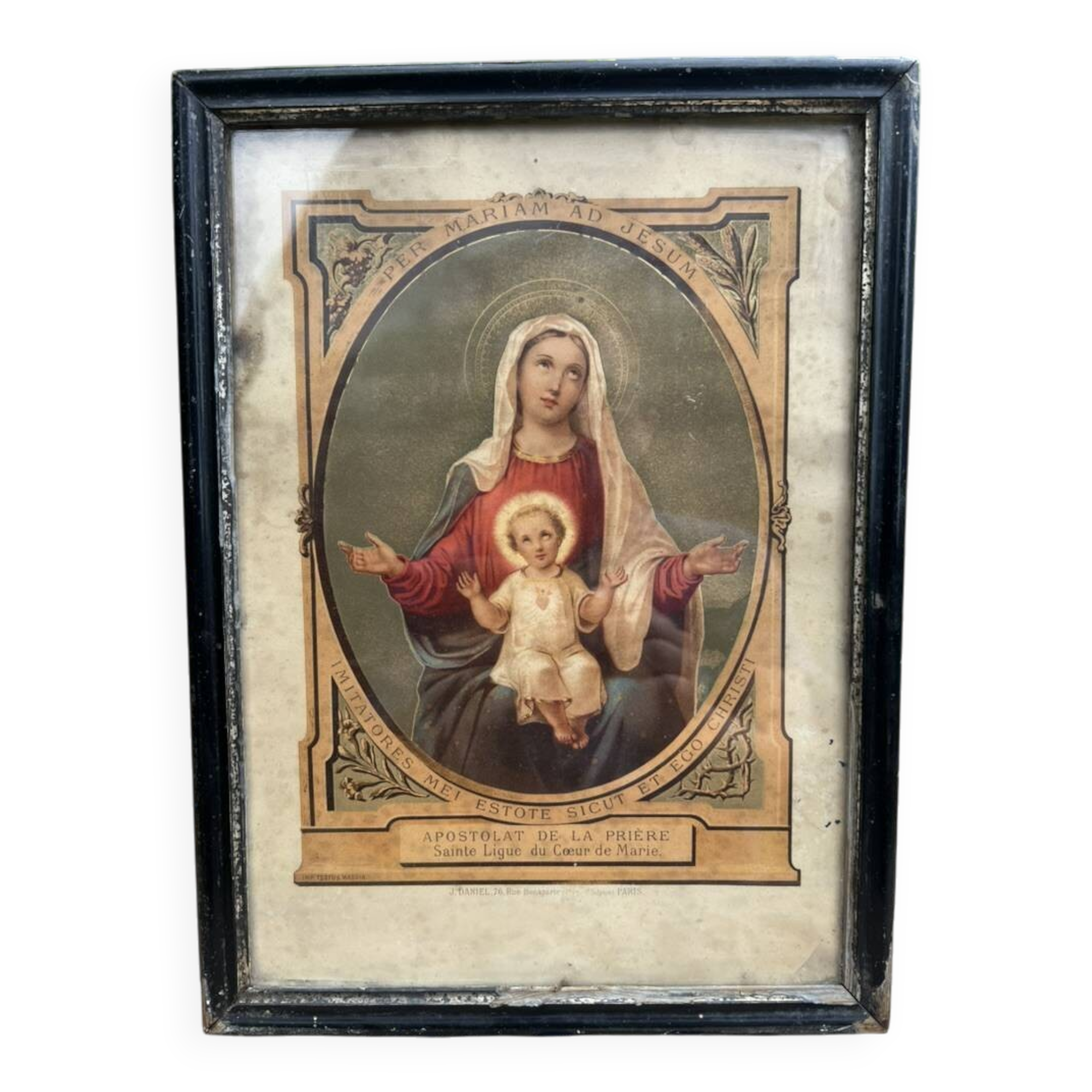 Framed religious image – "Per Mariam ad Jesum" – Paris, circa 1900