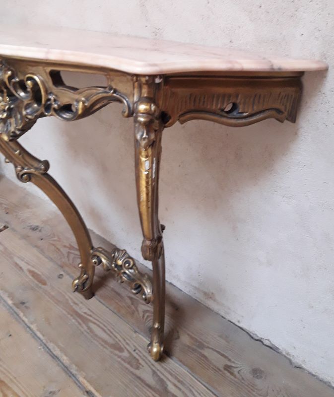 Gilded wooden console marble Louis XV style