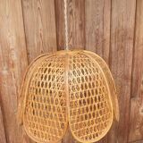 Suspension en rotin vintage