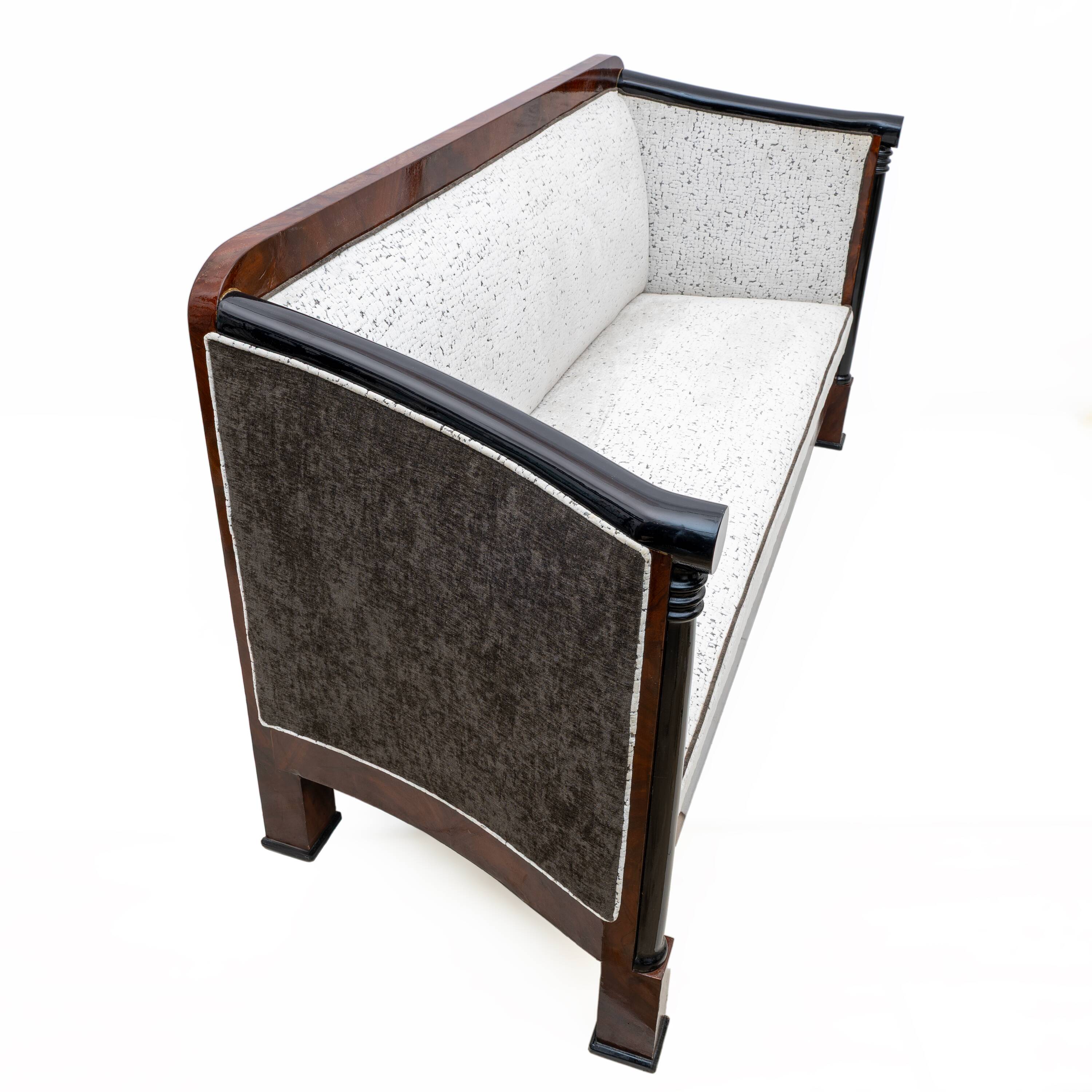 19th Century Biedermeier Mahogany Feather Two Armchairs and Sofa, Vienna