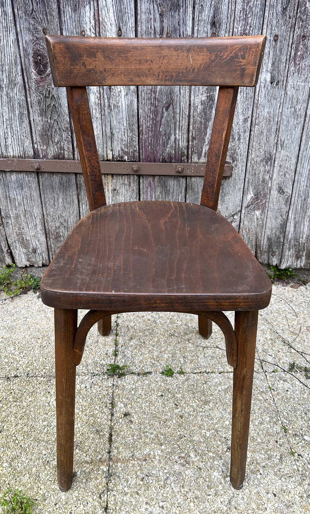 Set of 8 vintage bistro chairs, 50s, 60s, dark oak.