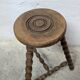 Turned wood tripod stool