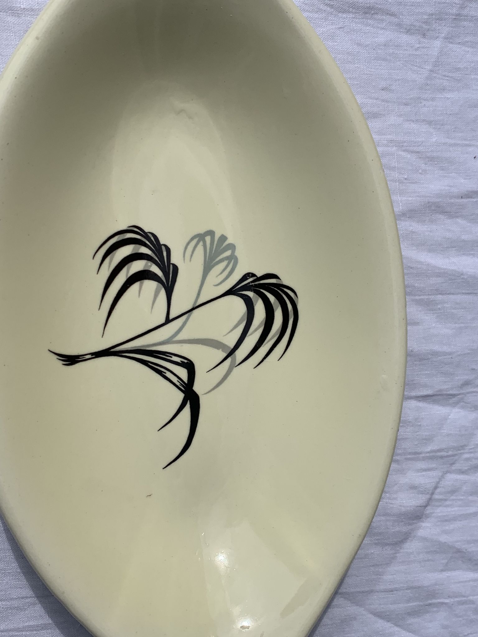 Two serving dishes and a gravy boat model las palmas in fine earthenware salins france vintage