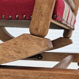 1970s, Danish highback rocking chair, oak wood, furniture wool, original condition.