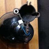 Industrial vintage factory pendant lamp, enamelled metal, 60s
