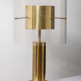 In wood and lucite France 1970 s desk lamp