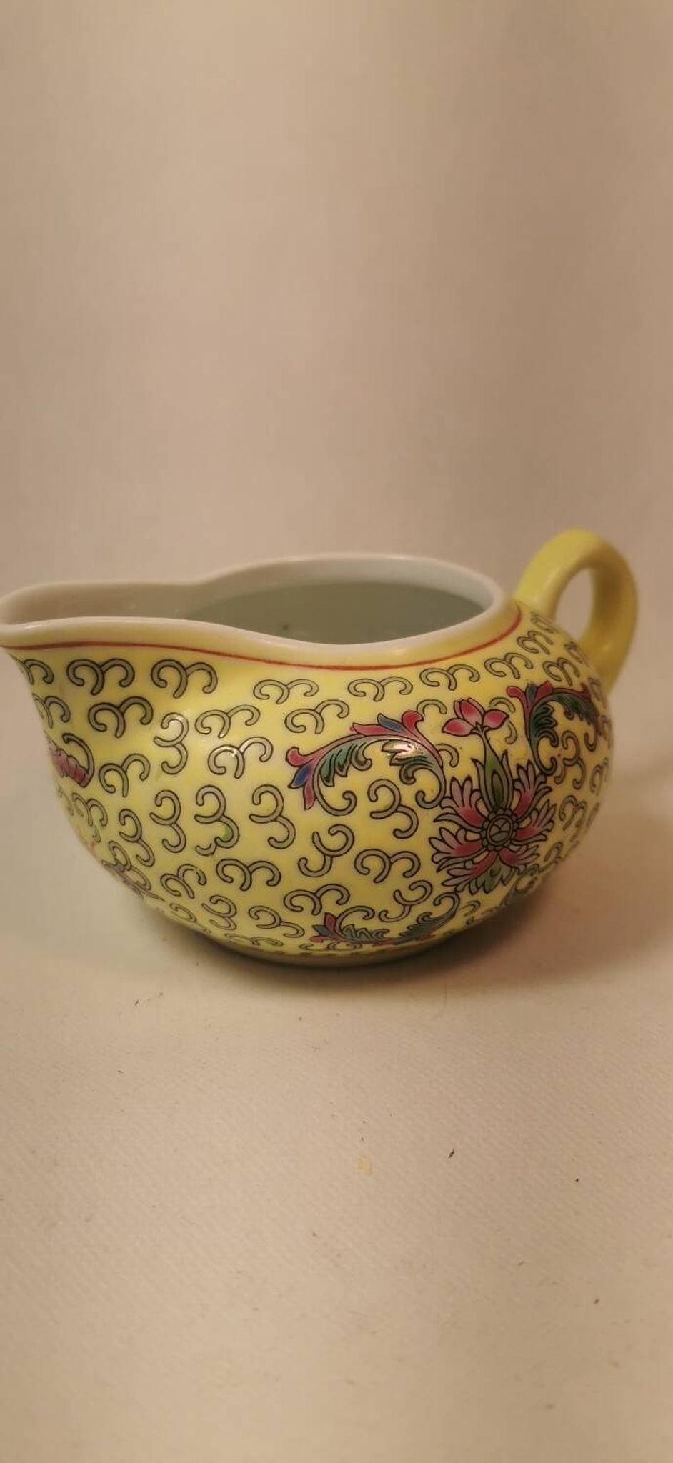 Vintage Chinese Yellow Porcelain Jug or Milk Jug. Signed