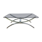Table 2 en 1 en chrome et verre 1970