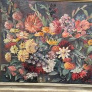 Original Still Life Oil on Canvas “Still Life with Flowers” by F. Wiegand