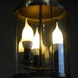 Metal and glass pendant light