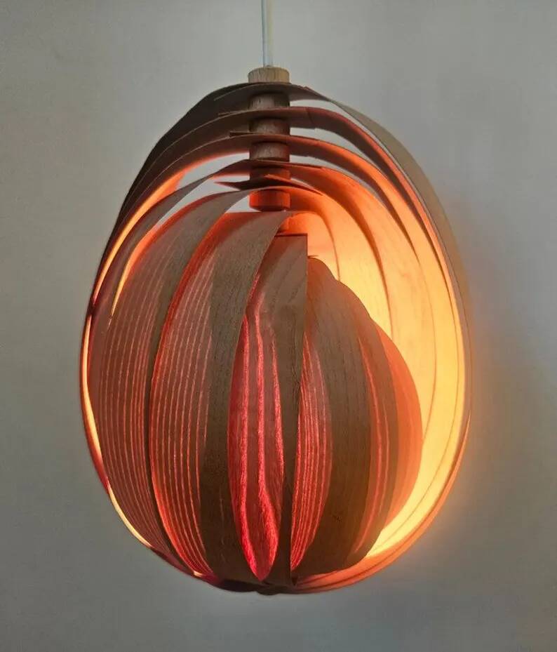 Rare Midcentury Wooden Pendant in style of Hans-Agne Jakobsson, Sweden, 1960s