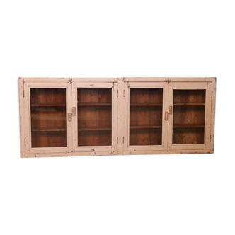 Old Burmese teak display case with original white patina