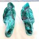 xPair of Handcrafted Teal Enameled Door Handles by Gabbianelli, Albisola, I
