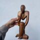 Wooden statuette sculpture, free form