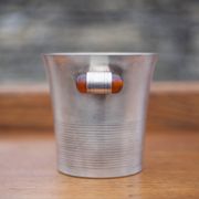 Art Deco ice bucket, silver metal ice bucket Bakelite handles