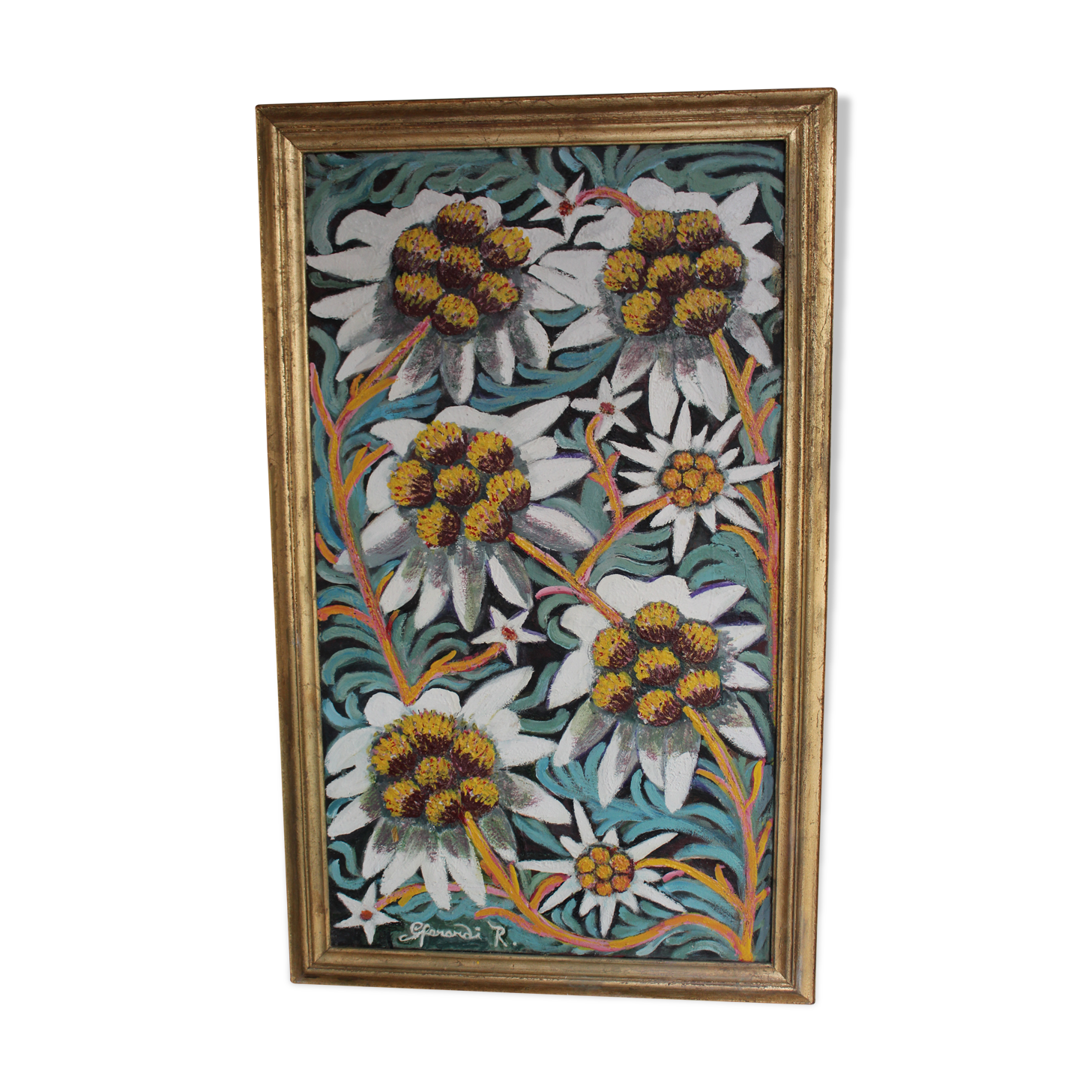 Oil on canvas "porcelain flowers"