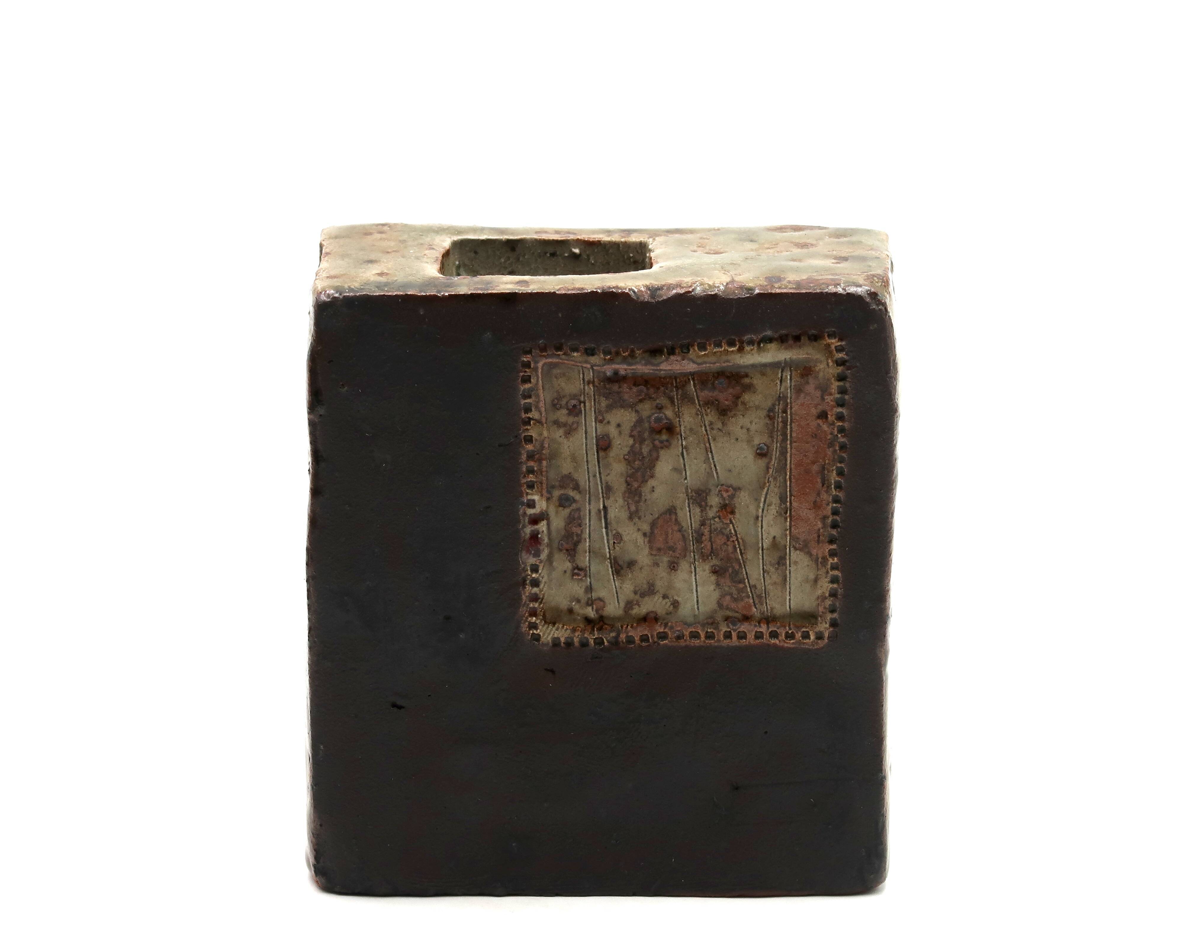 Ceramic vase by Claude Gaget, stoneware from La Borne, 1970s.