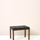 Vintage rosewood pouf with faux leather seat
