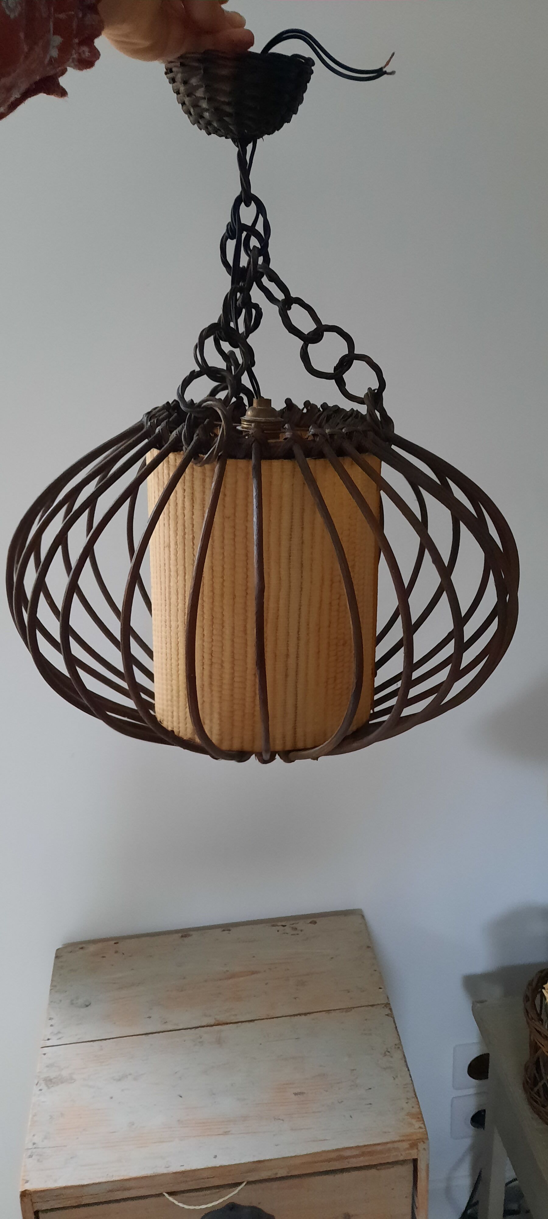 Vintage wicker pendant lamp