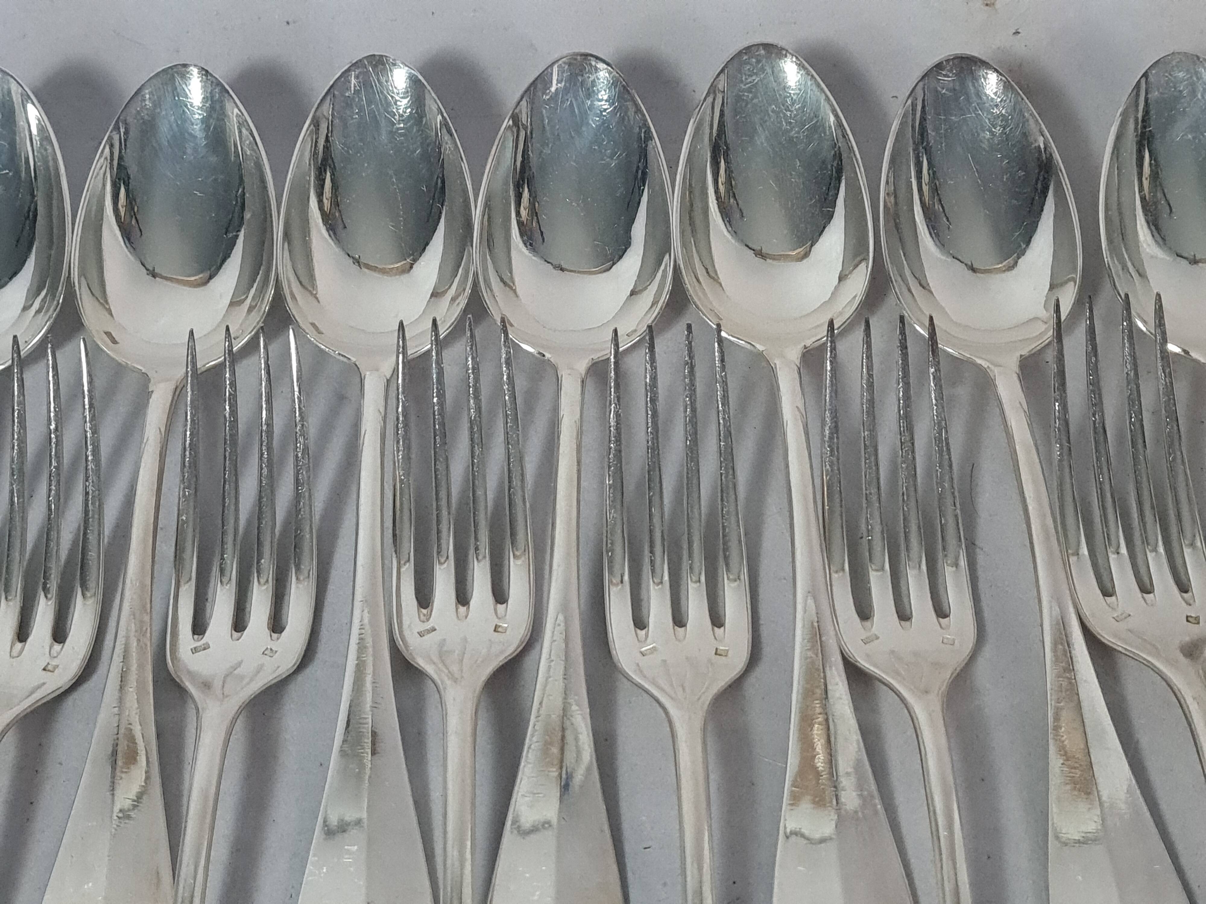 12 spoons & 11 forks Cailar Bayard (Christofle) silver-plated metal D178
