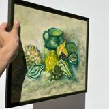 Still life painting of squash and pitcher