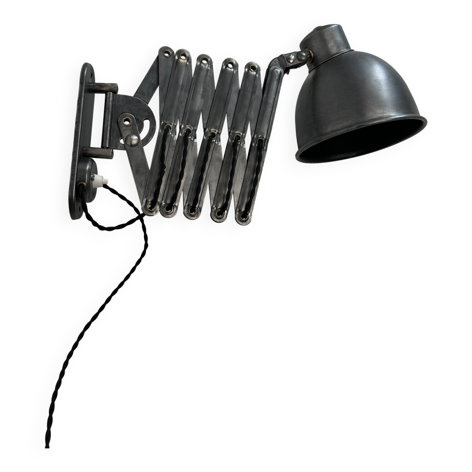 Ancienne lampe applique accordeon industrielle bauhaus