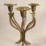 Pair of candlesticks three fires in brass