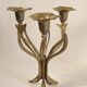 Pair of candlesticks three fires in brass