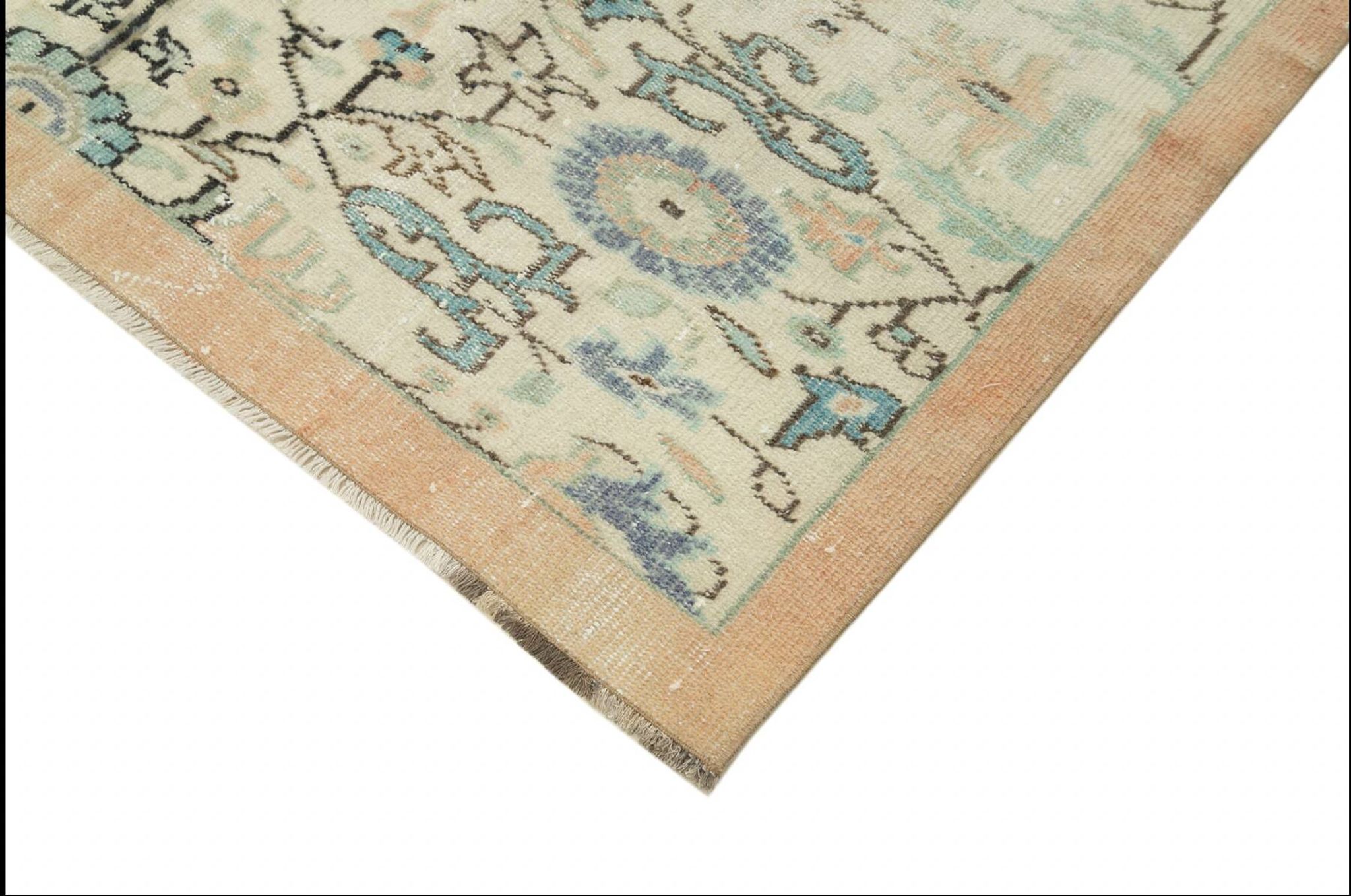One of a kind hand knotted Turkish beige rug 153 cm x 262 cm