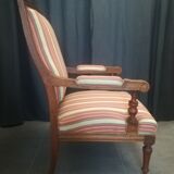 Pair of Louis XVI style walnut armchairs