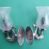 Pair of vintage chrome wall sconces