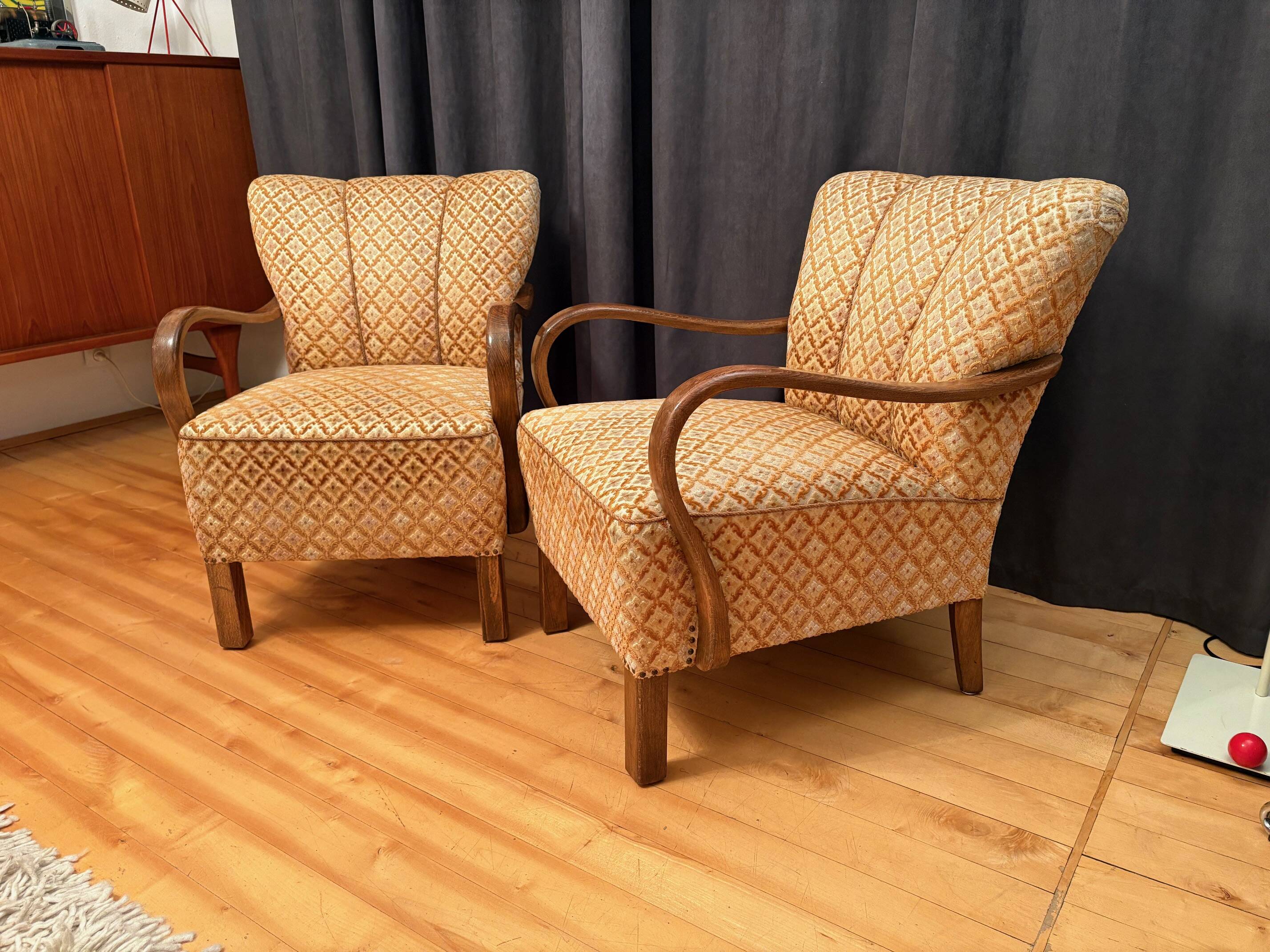 Pair of Art Deco Armchairs, 1940s
