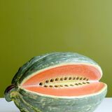 Grand trompe l'oeil melon/pastèque céramique ancien