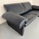3-seater navy blue leather sofa, design by De Sede DS10, vintage 90s.