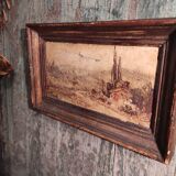 French vintage oil painting, signed Font