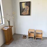 Pair of pine stools or bedside tables, mountain furniture, 1950s