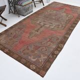 5x11 Rug For Living Room Red Brown Turkish Vintage Rug 150x338Cm