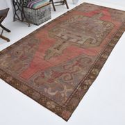 5x11 Rug For Living Room Red Brown Turkish Vintage Rug 150x338Cm