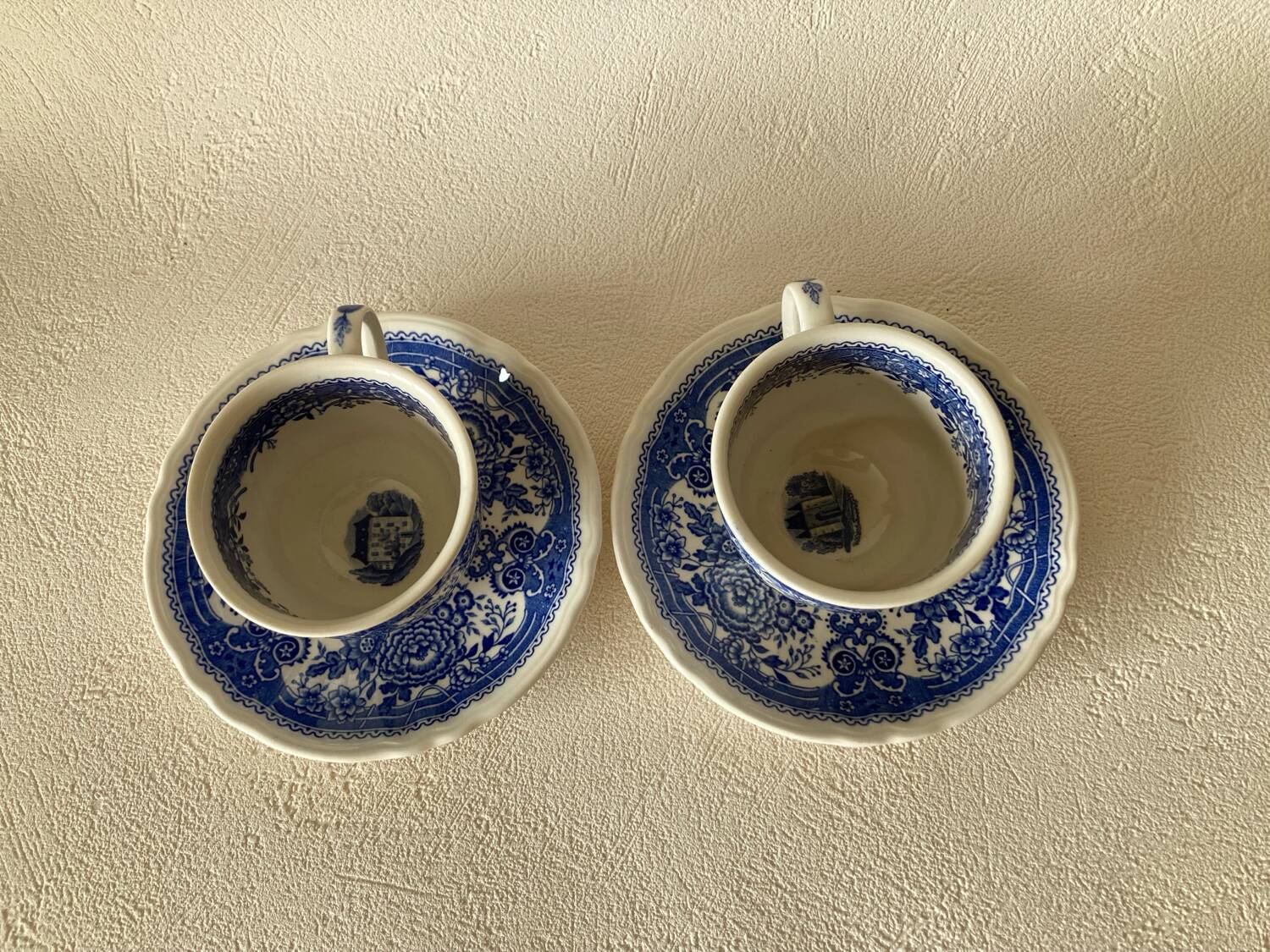 Villeroy and Boch Burgenland blue coffee cups and saucers
