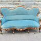 Napoleon III walnut canapé, blue velvet fabric.