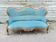Napoleon III walnut canapé, blue velvet fabric.
