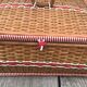Wicker and scoubidou sewing basket