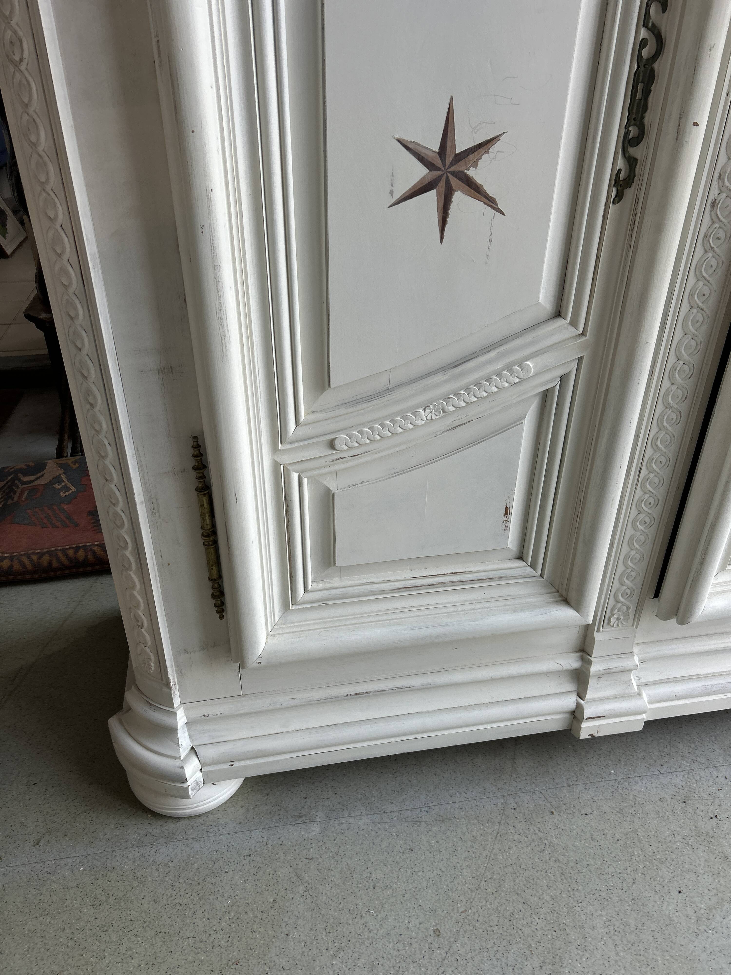 Two-door painted wardrobe, Louis XIV style, Alsatian regional work.