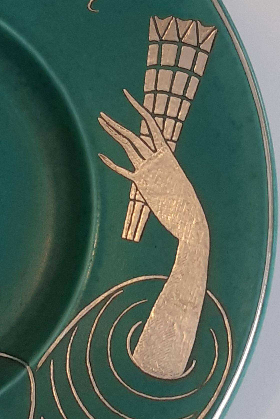 Plate Wilhelm Kage "ARGENTA" Gustavsberg Sweden 1940s. Signed