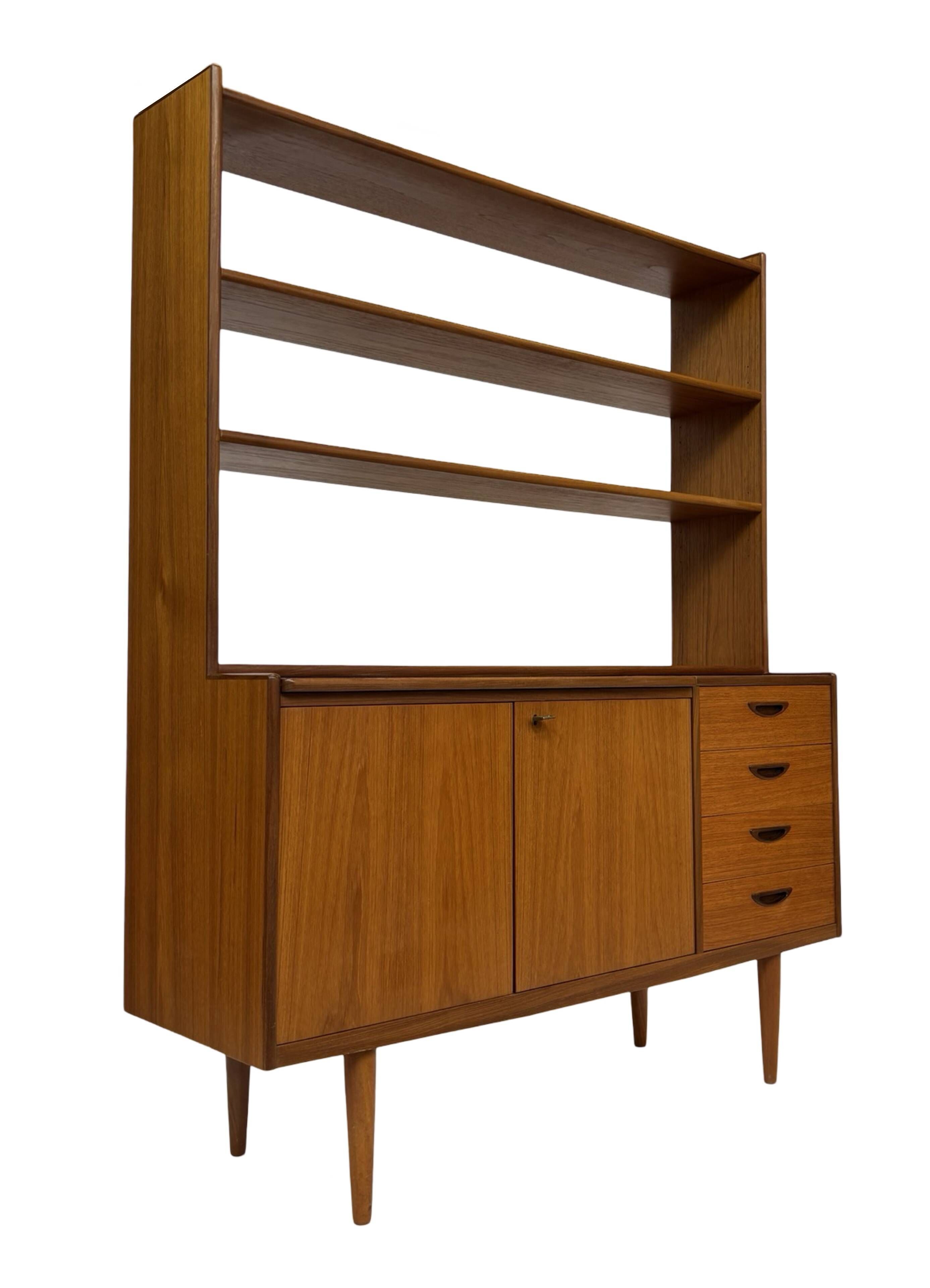 Vintage teak wall cabinet bookcase workplace Danish Design 60's