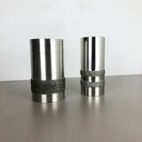 Set of 2 modernist vintage sculptural brutalist steel vases, Germany 1970s