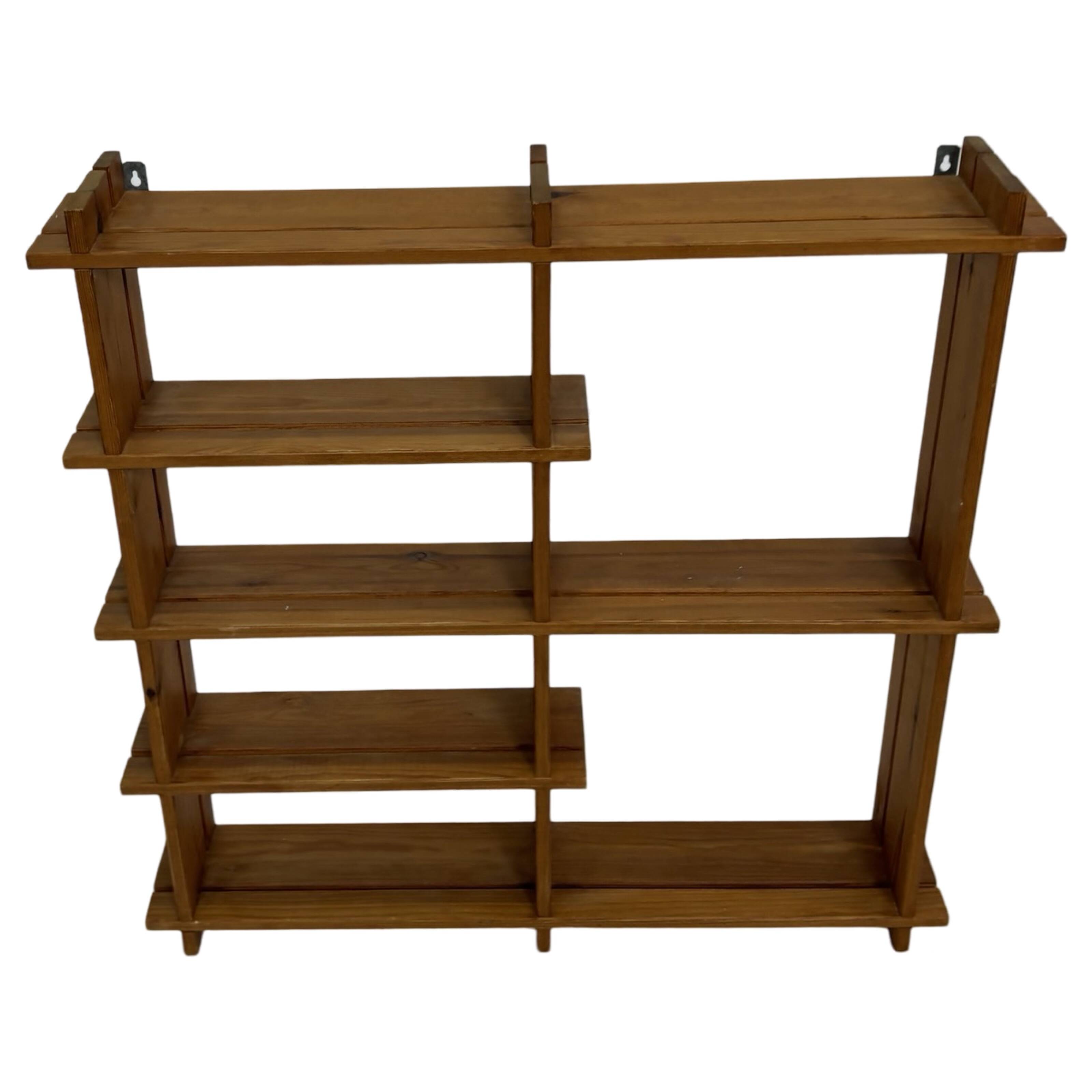 Vintage Wall shelf rack Pine wood 70s design